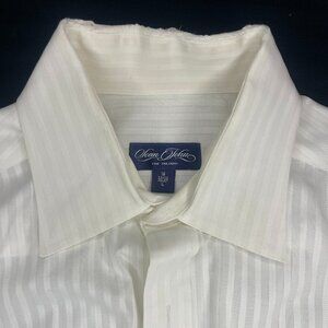 Sean John French Cuff Button Down Dress Shirt Men’s Striped White Sz 16 1/2